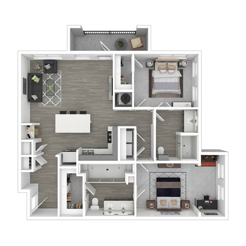 Floor plan for 2 beds, 2 baths, 1218 sqft